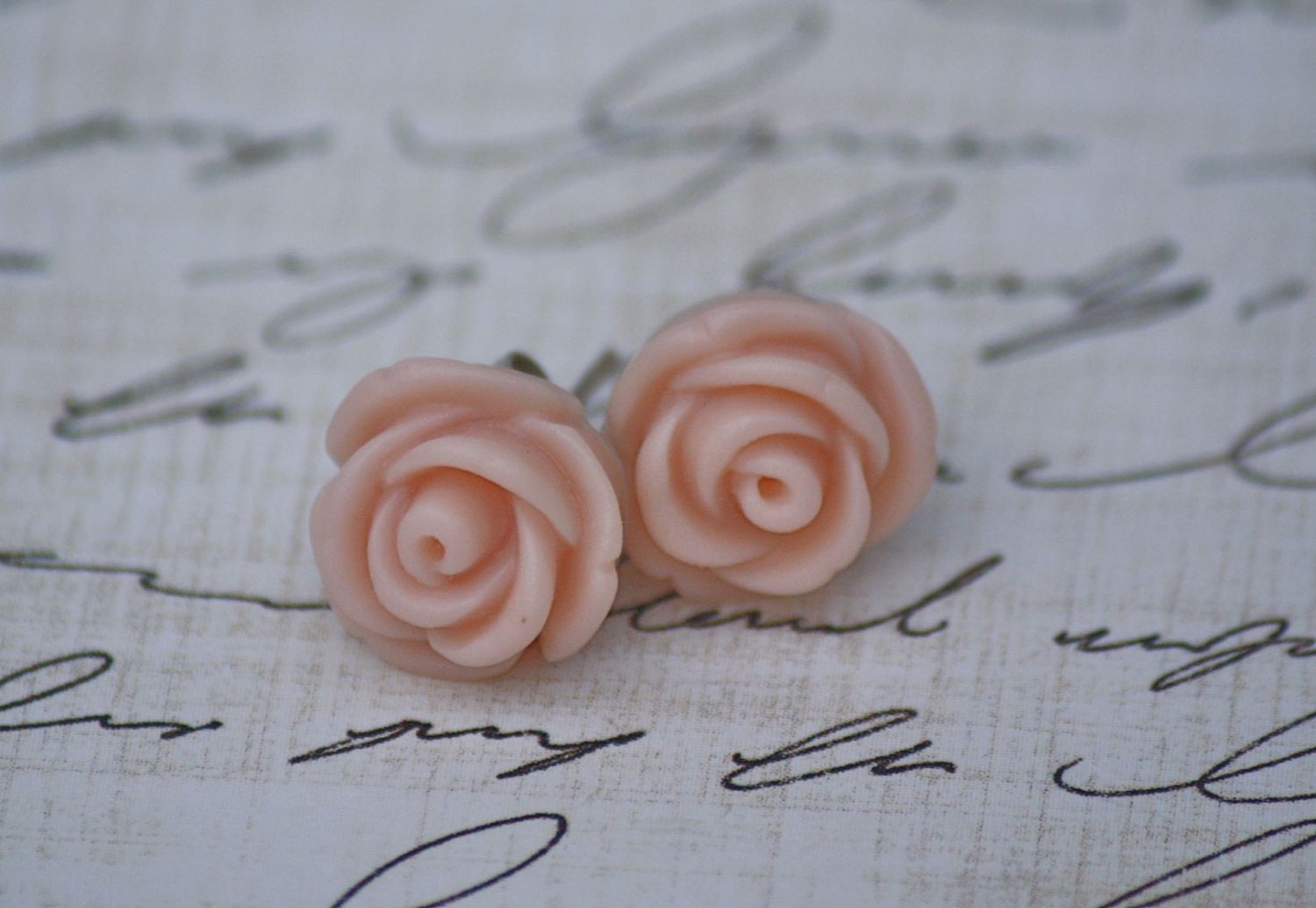 SALE - Mini Vintage Pink Rose Earrings - Available in 8 colors - Blush Bridesmaid Earrings - Rose Blush Earrings