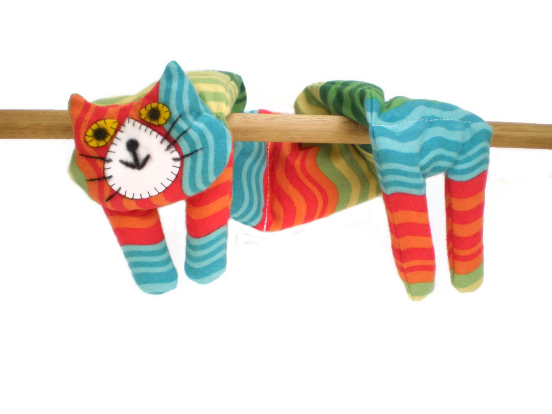 Flat Cat Rice Heat Cold Pack Microwavable for Neck Head Shoulders Blue Orange Red Green Zig Zag Cat