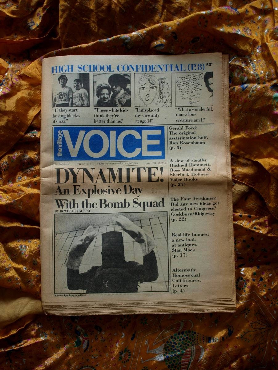 Village Voice 1975 Music Politics Counter Culture Newspaper Dada Mystery Nicholas Ray Whitney Biennial Hammett Coppola