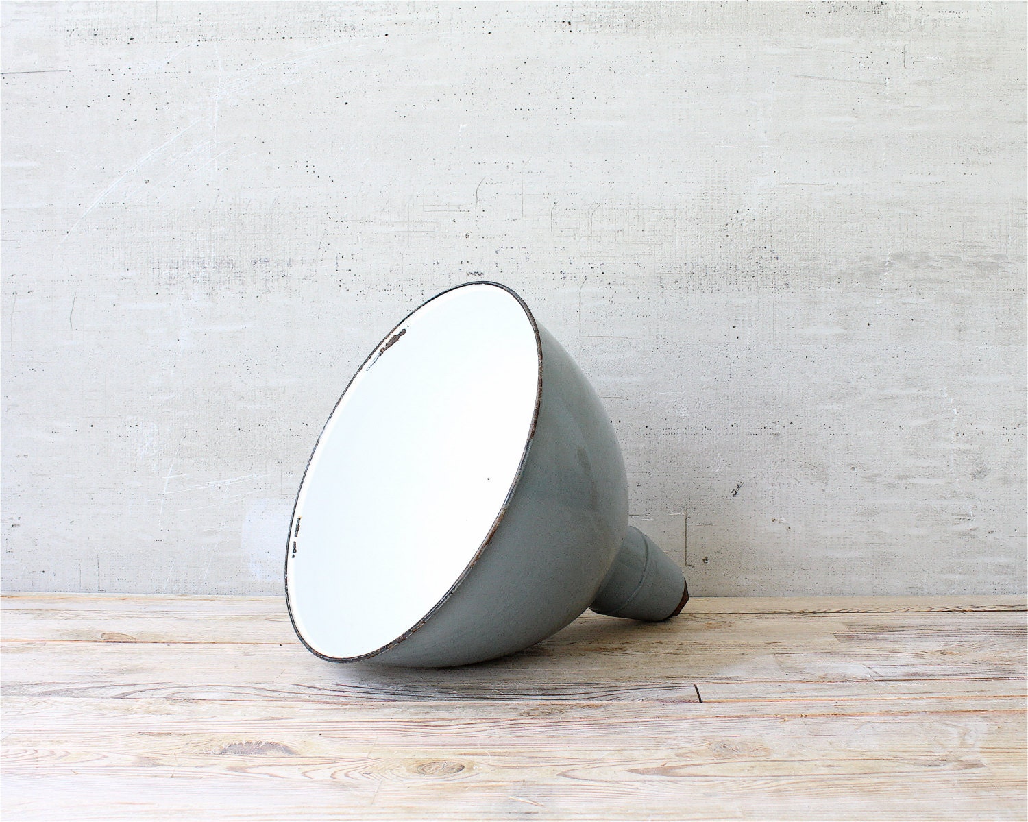 Vintage Gray Enamel Lamp Shade
