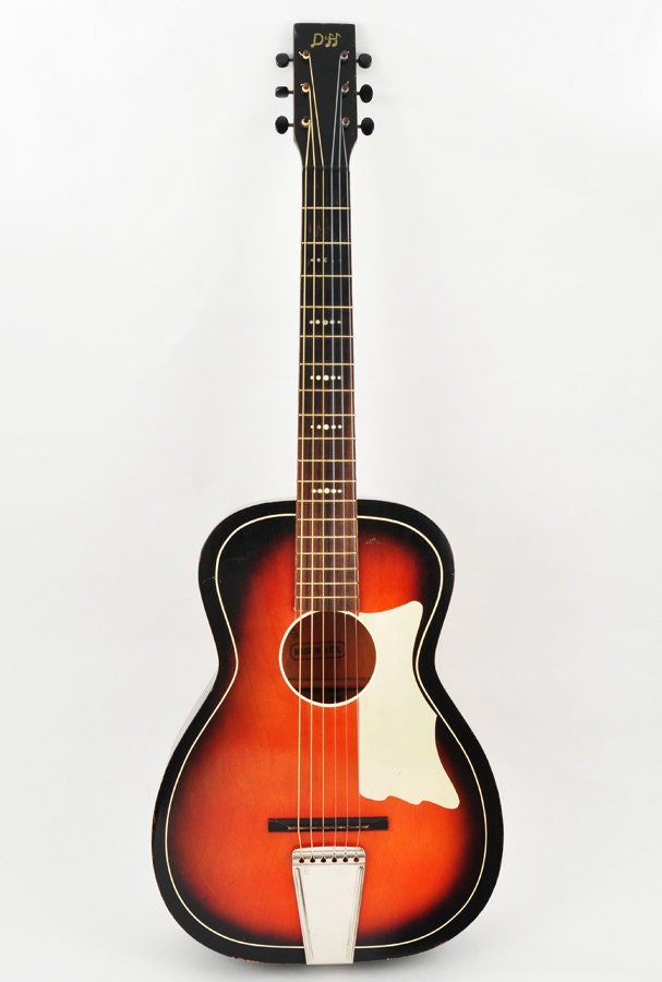 Vintage Acoustic Parlor Guitar - D&H With Painted-On Pickguard