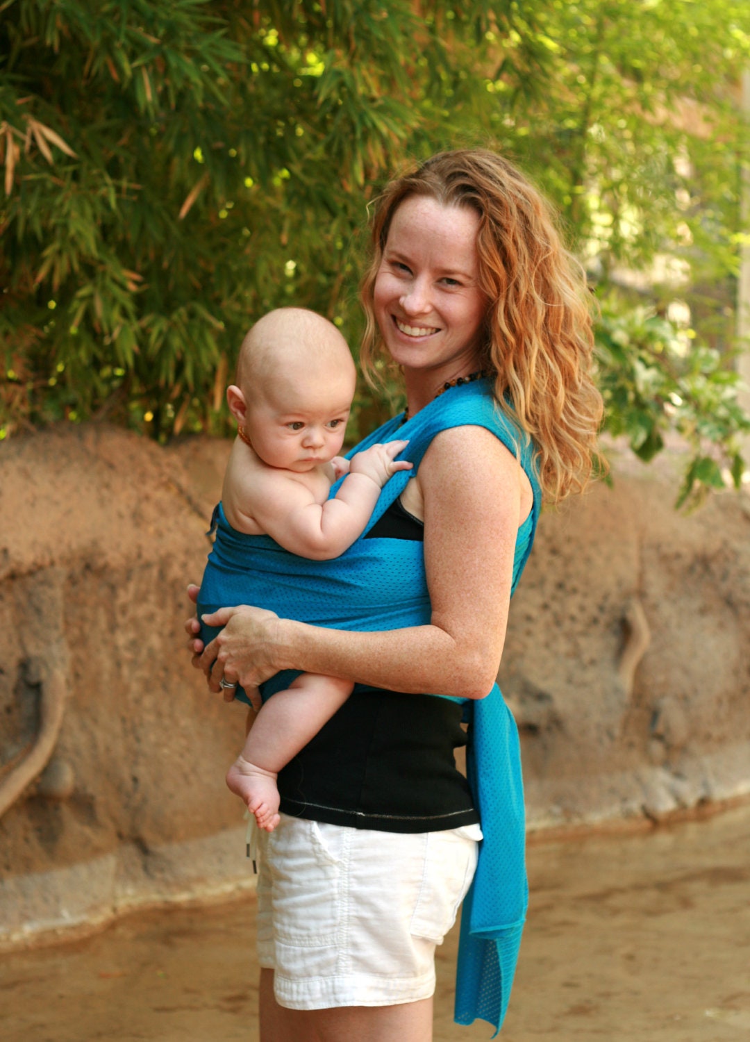 XL Beachfront Baby Wrap Carrier- water babywearing at the beach, pool, water park or in the shower- CARIBBEAN BLUE
