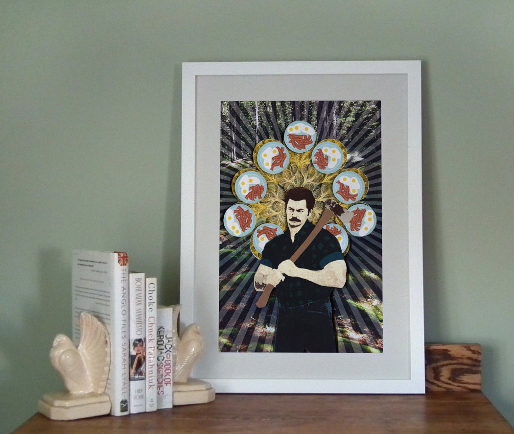 Ron Swanson poster, Paper art print, 12x18, Ready to ship