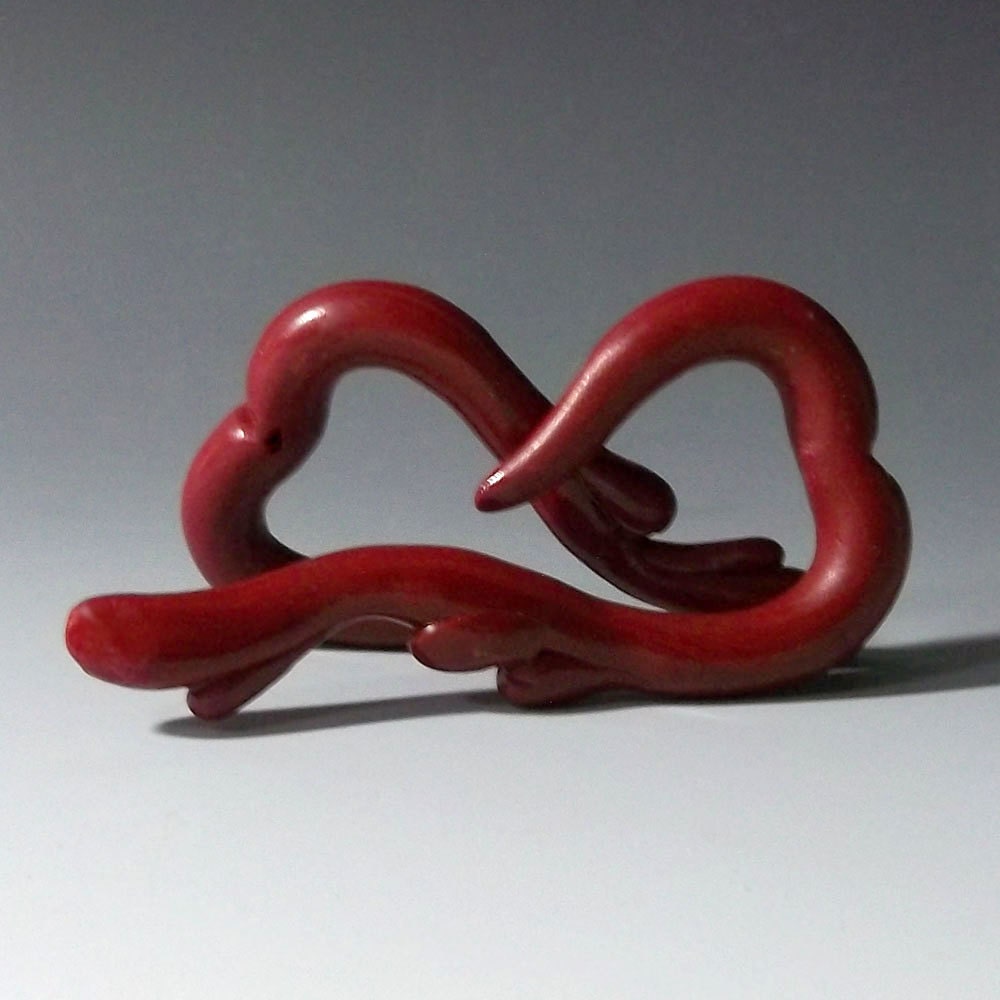 SALE Gauged Earrings 0 g, Bleeding Heart, crimson. Polymer clay plugs for stretched ears.