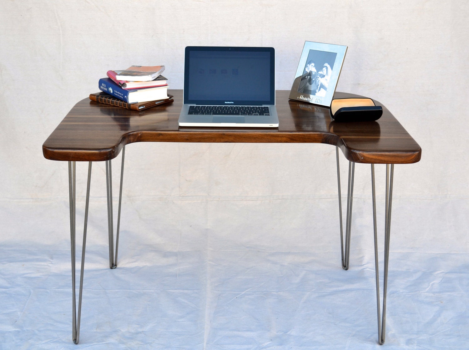 Walnut Computer Desk: Midcentury Modern Design
