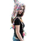 Hand Knit Hat Women Hat, Wool Winter Hat Chunky/ Knitting Hat/ Bulky Knitwear by Solandia/ Pure Wool Hat/ Elf Hat/ ELFICA rainbow/ kids