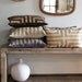 Doha lumbar pillow cover hand printed in metallic bronze on natural organic hemp 12x21
