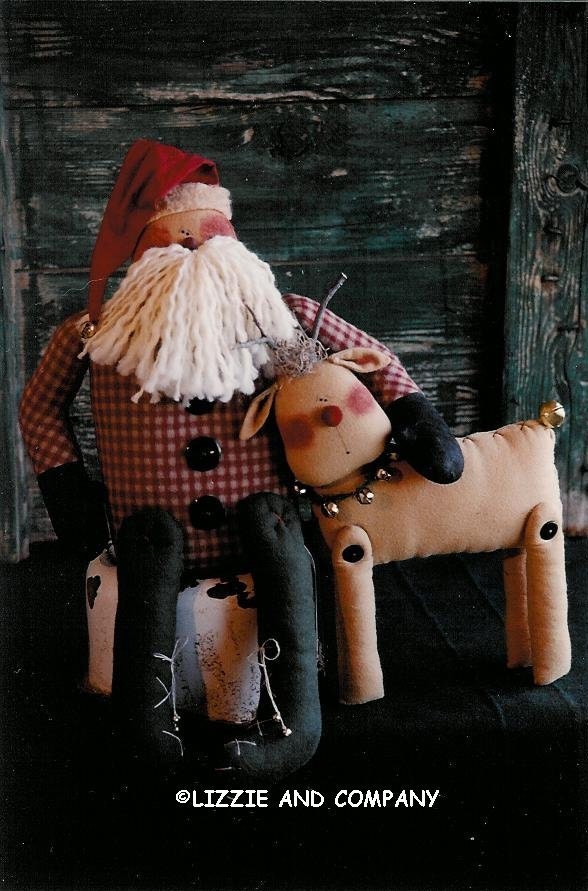 CHRiStMaS EvE AgaiN- SanTa AnD ReiNDeer DoLL- PDF ePattern- Primitive and Whimsical