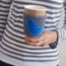 Coffee sleeve, gray with blue bird by The Cozy Project