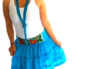 Frida  Mexican Fine chaquira embroidered  ruffled boho skirt