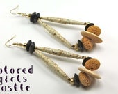 Triangle Paper Bead Duo Earrings (with Cylinder Paper Beads)
