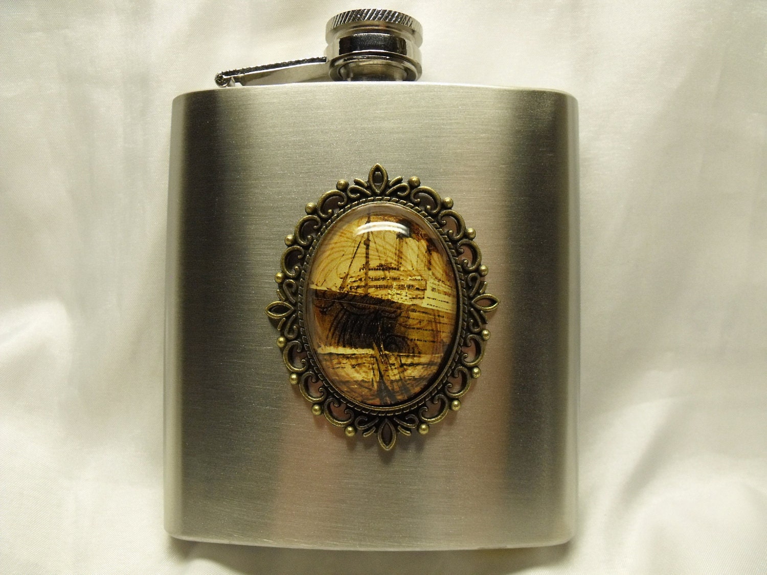 Vintage Titanic Image Flask 6 Ounce Stainles Steel