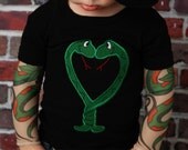 Toddlers Tattoo Sleeve Size 2T, 24 months Tattoo Sleeve T shirt with Snake heart applique