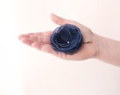 Navy blue organza flower hair clip with Swarovski Romantic hair accessories LIMITED EDITION by Jye, Hand-made in France