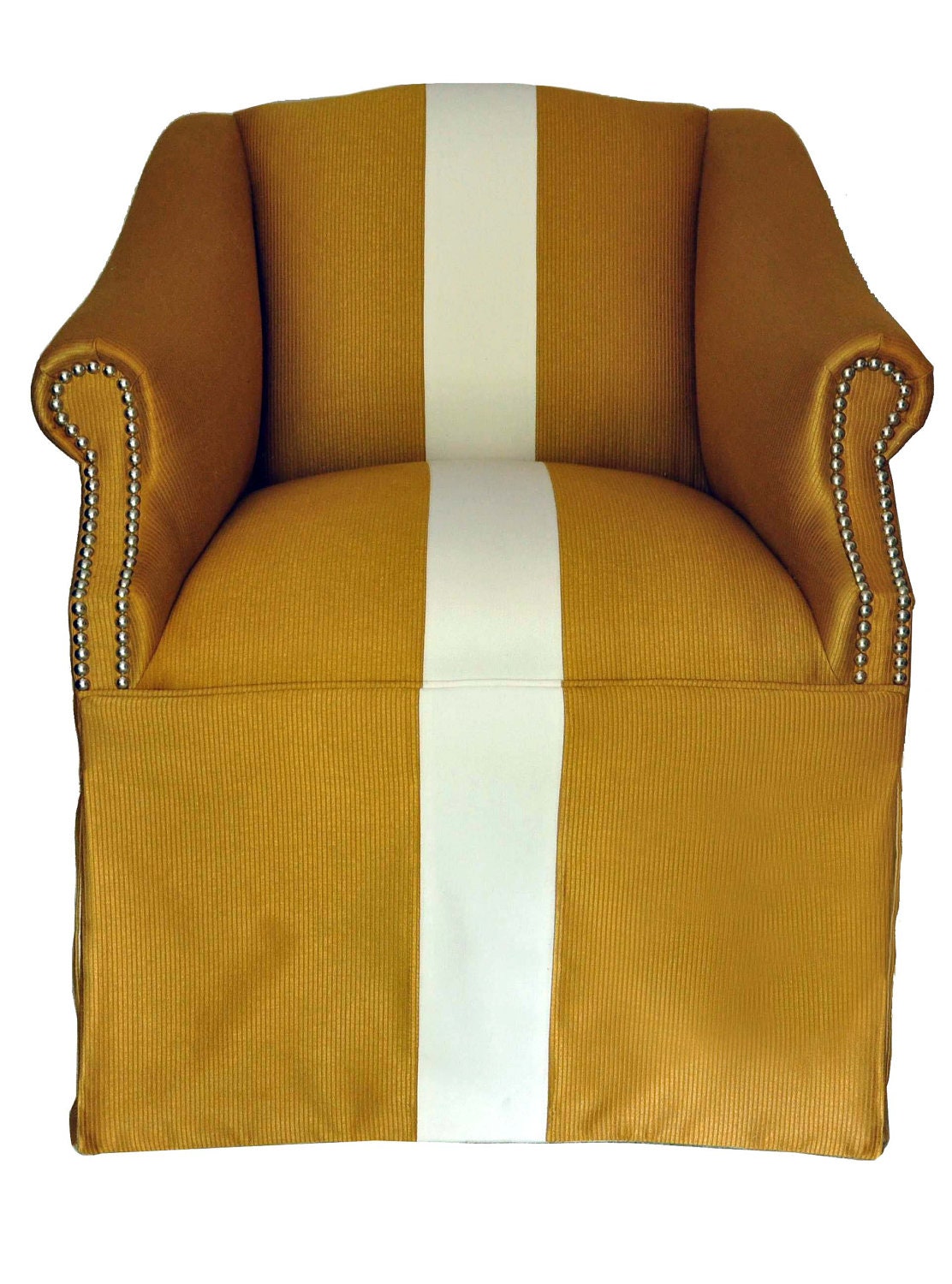 Vintage Gold Skirted Accent Chair