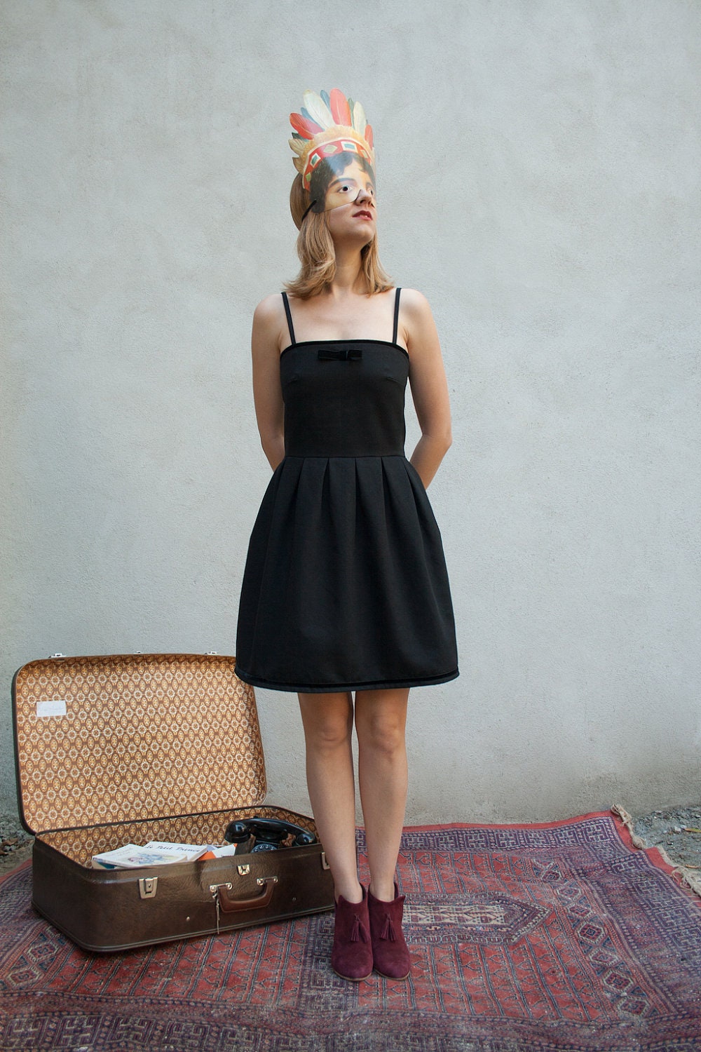 VELVET dress (glamour black bustier dress with velvet details) - made to order