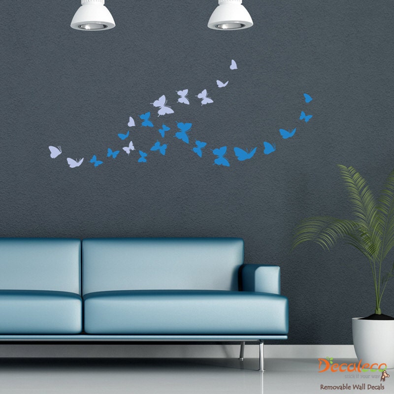 FREE Shipping - Set of 24 Butterfly Vinyl Wall Stickers - Butterflies Wall Decals for Stairs - Butterfly Wall Decal for Living Room (SKU094)