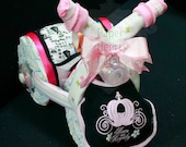 Deluxe Pink and Black  Princess Theme Tricycle Diaper Cake - Unique Gift for Baby Girls