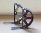 Pair of Magenta, White, or Black Gear Half Bookends