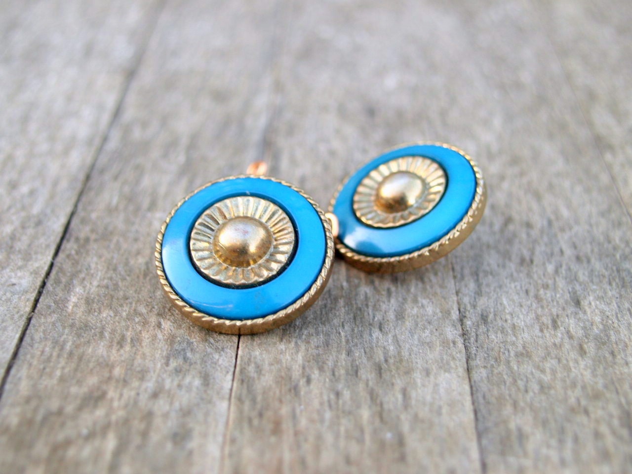 Turquoise Cufflinks Retro Mens Button Vintage Fashion Wire Work Beaded Blue Wedding Jewellery For Him