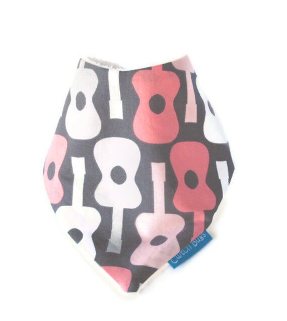 Bandana Dribble Bib Super Absorbent Bamboo and 'Groovy Guitar in Bloom' fabric -  Another Gift Idea by Cwtch Bugs