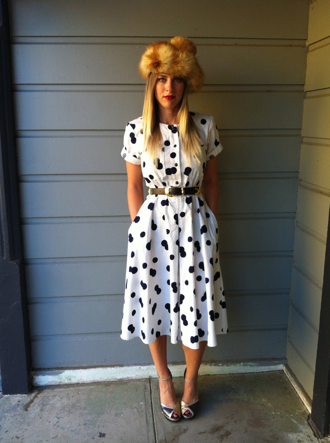 VINTAGE 50s Style Lolita Sexy Polka Dot Dress 80s 90s