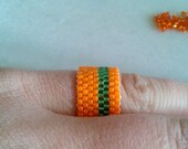 Bead Ring Green and Orange Stripe