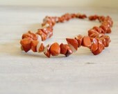 Vintage Red Jasper Necklace, Natural stones Necklace, Chunky mid century dark red Neckllce, Crystals Necklace