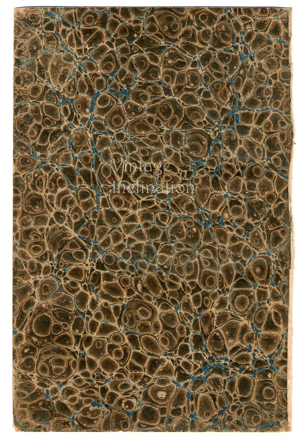 PAPER MARBLED beautiful teal and brown antique 1884