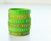 LOVE PEACE VEGAN : Greenish Set of Wristbands (Pack of 3)