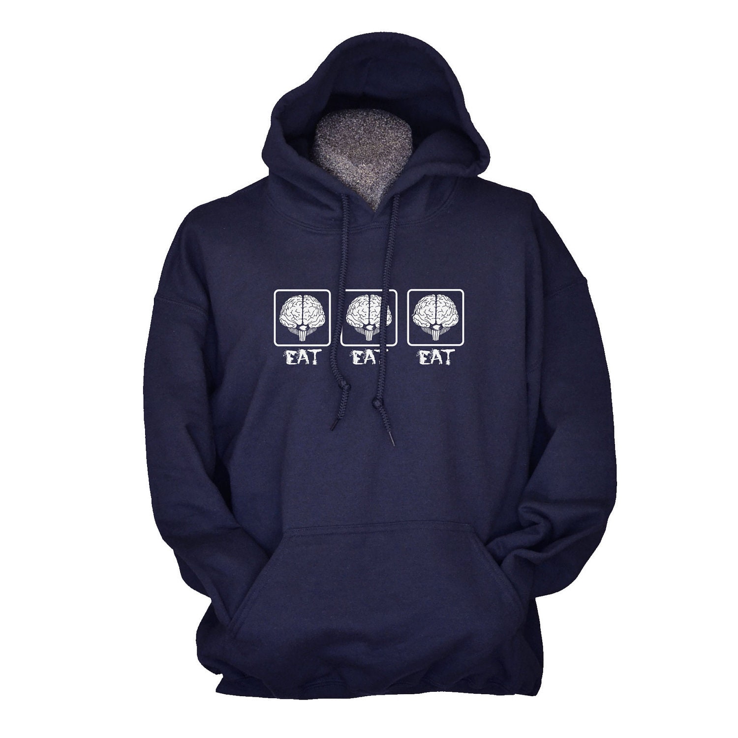 Zombie hoodie eat brains all the time funny zombie geekery for men women teen kids geeky sweatshirt s m L xl 2xl 3xl