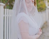Rebecca - Vintage Veil, Two Layer Ivory Fingertip Veil with Vintage Lace Pearls and Buttons