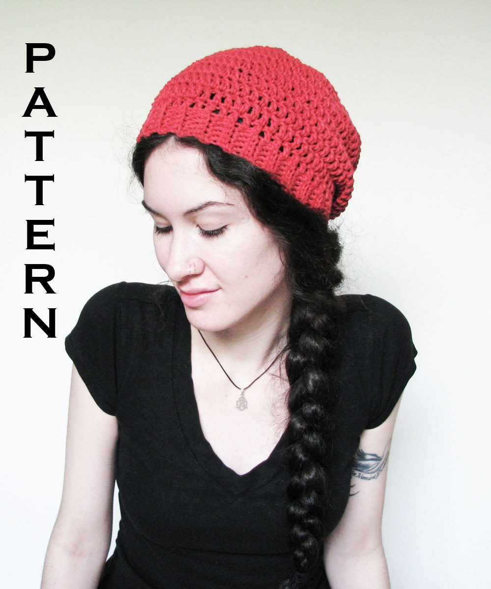 PDF PATTERN - The Perfectly Slouchy Beanie - Red Slouch Beanie Womens Mens