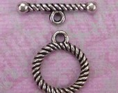 HOT SELLER- Bali Style Rope Toggle, Oxidised Silver Pewter ( 5 Sets ) - Jewelry Supplies - KarPenaEnterprises