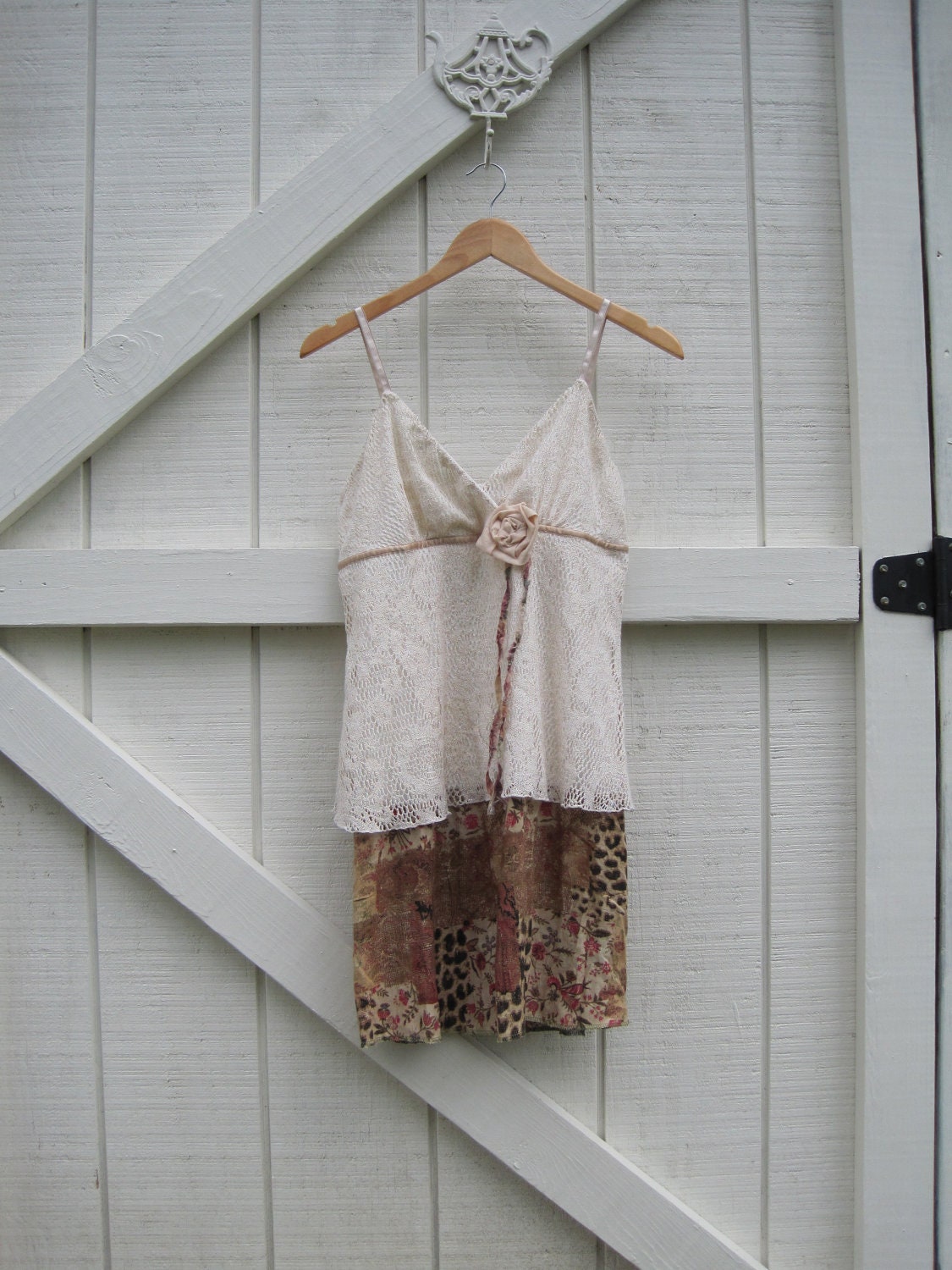 Rustic dress, lace sundress,Babydoll dress S-M, Hippie gypsy cowgirl dress, boho dress, S-M, Upcycled dress medium ready to ship