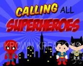 SUPERHERO 5 Welcome Sign or information sign to choose from- SUPERHEROES- Batman- Superman- Spiderman - Krown Kreations Il_170x135
