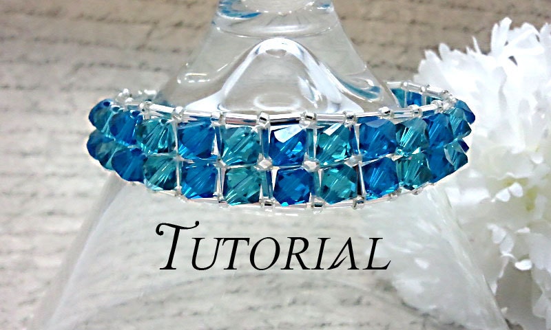 Tutorial PDF Right Angle Weave Swarovski Crystal Embellished Bracelet, Instant Download