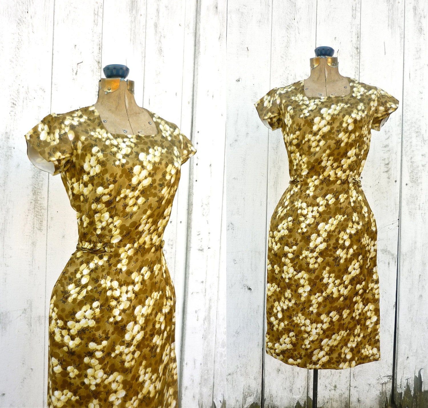 1950s dress / vintage 60s dress / Eastward silk dress