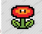 8bit Mario Bros Fire Flower - Car Truck SUV Vinyl Bumper Sticker