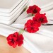 Red Flower Napkin Rings Spring Table Settings, Summer Weddings and Party Entertaining Home Decor with Handmade Green Wire. Set of 4