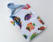 2 Market Bags Colorful Fish set nautical beach totes tropical blue white under the ocean sea water nature