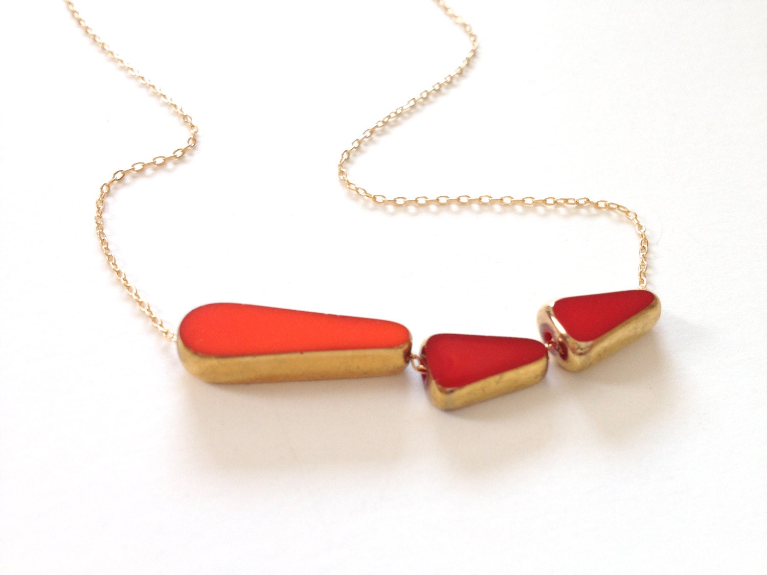 Red Arrow Necklace // 24k gold mid century jewelry by LilahV