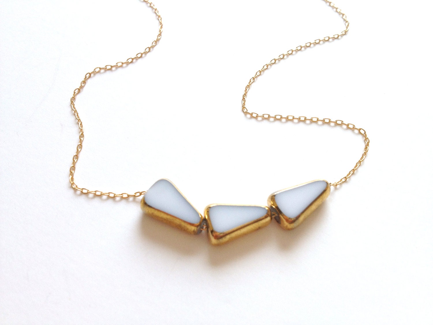 Soft White Gold Arrow Necklace // mid century jewelry // LilahV