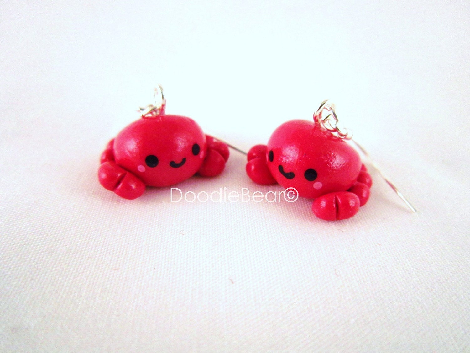 Red Crab Kawaii Polymer Clay Dangle Earrings