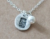 Mason Jar Silver Necklace - Jar of Hearts Fine Silver PMC