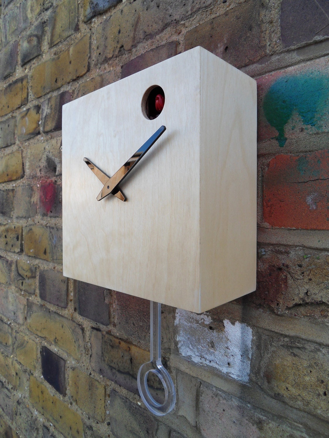 Birch ply Cuckoo clock with moving bird
