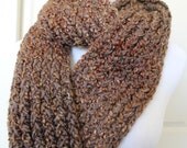 Knitted Brown Scarf - Thick Loom Knit