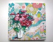 Flower painting floral still life wall art acrylic painting floral vase home decor