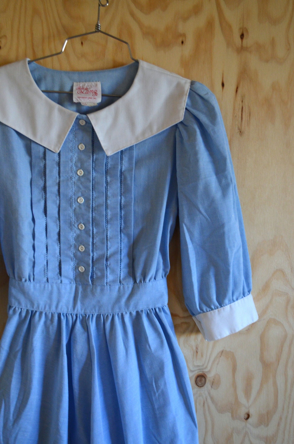 1960s SML light blue peter pan collar button down dress