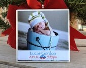 Personalized Baby Ornament, 3in x 3in Ceramic Tile